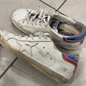 Golden Goose White and Red Men's Sneakers